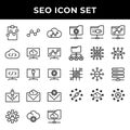 Search engine optimization icon set include clipboard,link,cloud,storage,computer,email,setting,folder network,user,mail,data base Royalty Free Stock Photo
