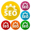 Search Engine Optimization icons set with long shadow Royalty Free Stock Photo