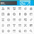 Search engine optimization line icons set, SEO outline vector symbol collection, linear pictogram pack isolated on white Royalty Free Stock Photo