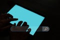 Search Engine Optimization SEO, data searching technology. business hands typing on digital tablet keyboard to search the Royalty Free Stock Photo