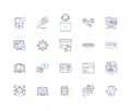 Search engine line icons collection. Google , Bing , Yahoo , DuckDuckGo , Indexing , Algorithm , Query vector and linear Royalty Free Stock Photo