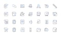 Search engine line icons collection. Optimization, Google, Algorithms, Keywords, Ranking, Indexing, Content vector and