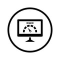 Search engine, seo, speedometer, web optimization icon. Black vector design Royalty Free Stock Photo