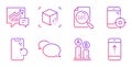 Search file, Augmented reality and Messenger icons set. Smartphone recovery, Accounting and Ab testing signs. Vector