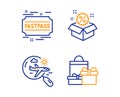 Search flight, Fastpass and Sale icons set. Shopping sign. Airplane trip, Entrance ticket, Discount. Vector