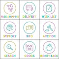 Purchases Delivety Terms Icon Set in Linear Style