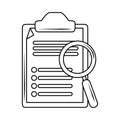 Search icon, clipboard report document and magnifier line style