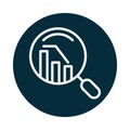 Search icon, decrease diagram financial report magnifying glass block and line icon