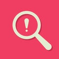 Search icon with exclamation mark. Search icon and alert, error, alarm, danger concept Royalty Free Stock Photo