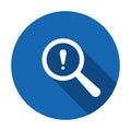 Search icon with exclamation mark. Search icon and alert, error, alarm, danger concept. Vector icon Royalty Free Stock Photo