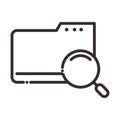 Search icon, folder file data magnifier thin line icon