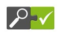 Search icon on green grey puzzle button Royalty Free Stock Photo