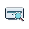 Color illustration icon for search, scrutiny and discovery