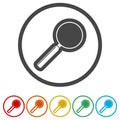 Search icon, Magnifying glass, 6 Colors Included Royalty Free Stock Photo