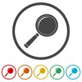 Search icon, Magnifying glass, 6 Colors Included Royalty Free Stock Photo