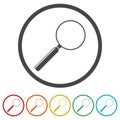 Search icon, Magnifying glass, 6 Colors Included Royalty Free Stock Photo