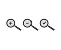 Search icon set. Magnifying glass icon, magnifier or loupe sign vector design and illustration. Royalty Free Stock Photo