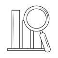 Search icon, statistics report finance diagram magnifier line style
