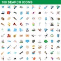 100 search icons set, cartoon style Royalty Free Stock Photo