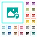 Search image flat color icons with quadrant frames