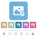Search image flat icons on color rounded square backgrounds