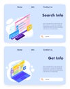 Search info vector website landing page template set