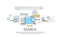 Search Information Online Technology Set Icon