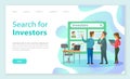 Search for investors website vector. Office managers, business director search finance opportunities