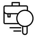Search job line icon. Briefcase and magnifying glass vector illustration isolated on white. Portfolio and lens outline Royalty Free Stock Photo