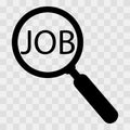 Search job with magnifing glass . Search job vector icon. Work concept . Word job and magnifier Royalty Free Stock Photo