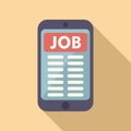 Search job online phone icon flat vector. Find folder career