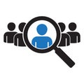 Search job vacancy icon. Symbol of finding a job to do business. Find people employer business concept.