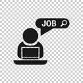 Search job vacancy icon in transparent style. Laptop career vector illustration on isolated background. Find vacancy business Royalty Free Stock Photo