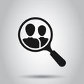 Search job vacancy icon in transparent style. Loupe career vector illustration on isolated background. Find vacancy business Royalty Free Stock Photo