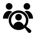 Search job vacancy icon vector. Loupe career illustration symbol. Find people employer logo.