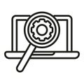 Search laptop service icon outline vector. Recovery tool