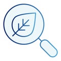 Search with leaf flat icon. Magnifying glass and plant blue icons in trendy flat style. Eco search gradient style design Royalty Free Stock Photo