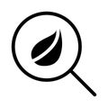 Search leaf glyph flat vector icon