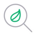 Search leaf thin line color vector icon