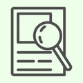 Search line icon. Data searching document and magnifier glass outline style pictogram on white background. Explore and Royalty Free Stock Photo