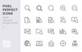 Search line icons set. Zoom, find document, magnify glass symbol, look tool, binoculars minimal vector illustrations