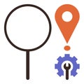 Search, Location, and Gear Icon Representing Navigation and Optimization Concepts Royalty Free Stock Photo