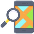 Search locations on smartphone icon, location map and navigation vector