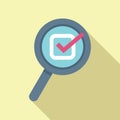 Search magnifier glass icon flat vector. Rule search test
