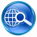 Search and magnifier icon blue Royalty Free Stock Photo