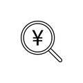 Search, magnifier, yuan icon. Element of finance illustration. Signs and symbols icon can be used for web, logo, mobile app, UI,