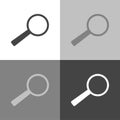 Search and magnify icon. Magnifier or loupe sign. Set vector icon on white-grey-black color Royalty Free Stock Photo