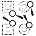 Search magnifying glass icons. Focused and unfocused areas. Magnification concept. Vector illustration. EPS 10.