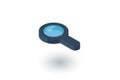 Search, magnifying glass isometric flat icon. 3d vector