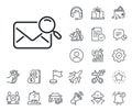 Search mail line icon. Find letter document sign. Salaryman, gender equality and alert bell. Vector